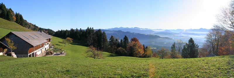 300° Panorama, links Säntis, dann Pfänder in der Mitte der Geserberg und rechts der Bregenzer Wald
