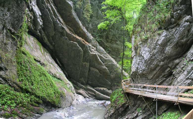 Ausgang der Alplochschlucht mit Holzsteg