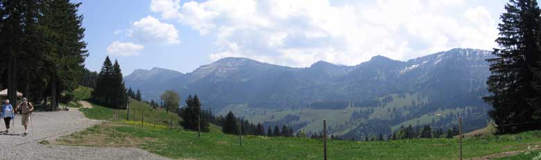 von links nach rechts: Rindalphorn - Hochgrat - Seelekopf - Hohefluhalpkopf - Eineguntkopf