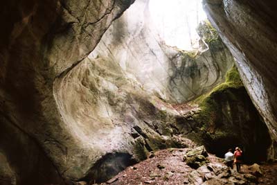 Kirchle, größte Gletschermühle, oberhalb der Alplochschlucht