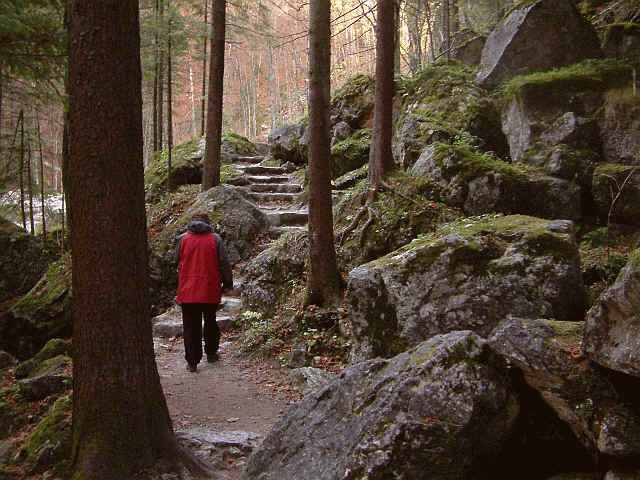 Geradezu erholsam der mittlere Teil, in dem noch die alten Treppen ihren Dienst tun. 